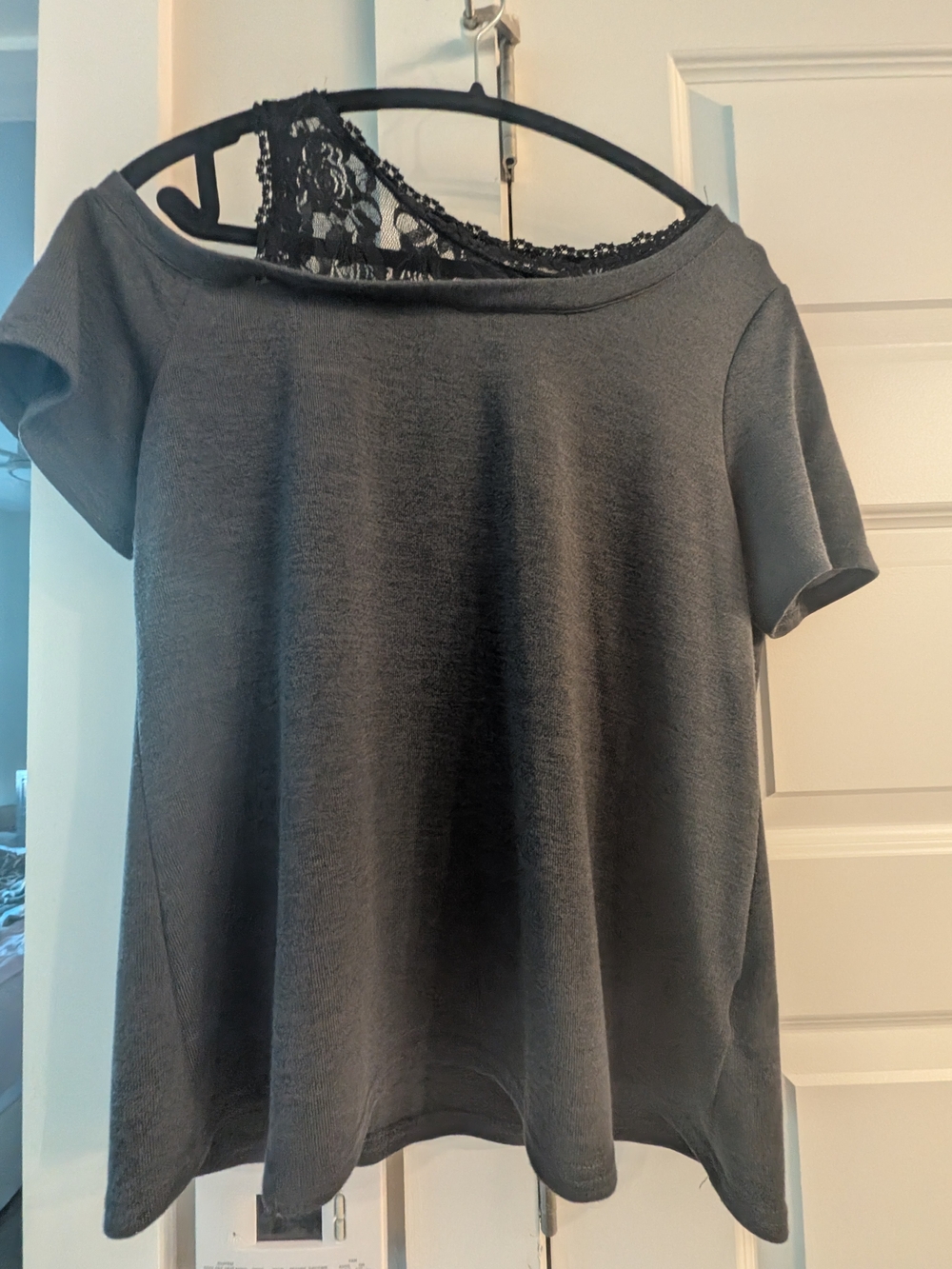 Black Lace-Back Short Sleeve Tee